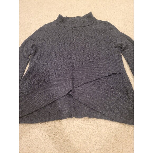 Free People Linen Blend Women's Sweater Mock Neck Long Sleeve Small Tulip Hem Bl - Picture 7 of 7